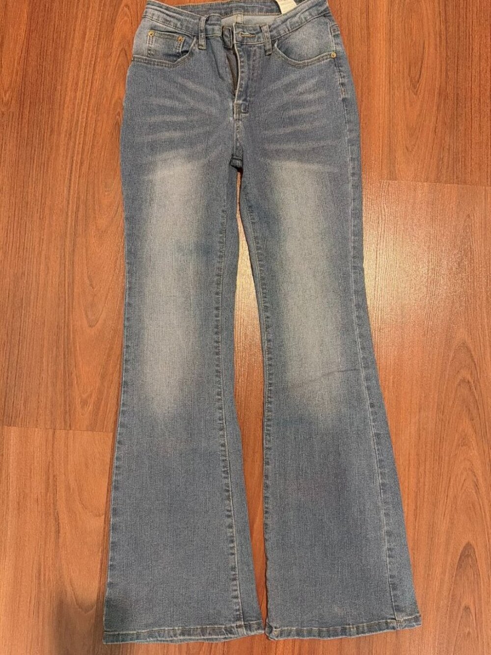 SHEIN Womens High Waist Flare Jeans Size 27 Light Wash Stretch Bell Bottom Denim